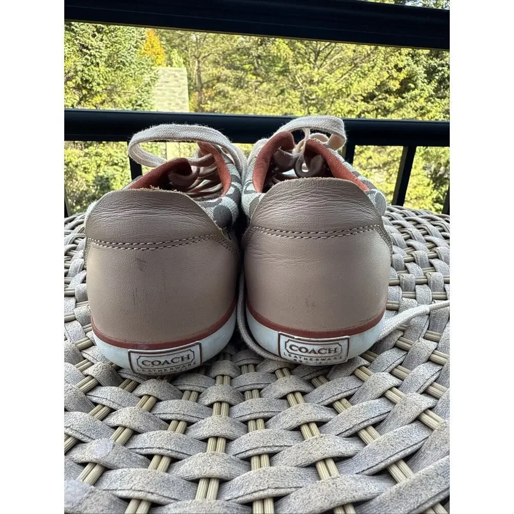 Coach Barrett Women's Sneaker 6M Metallic Pink Canvas Casual Lace-Up Shoes